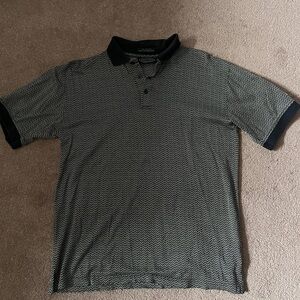 Jantzen Black and Gray Patterned Polo Golf Shirt 100% Cotton